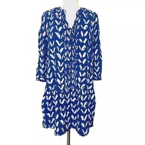 Anthropologie Maeve Caravane Drop waist Tunic Shirt Dress blue white sz XS